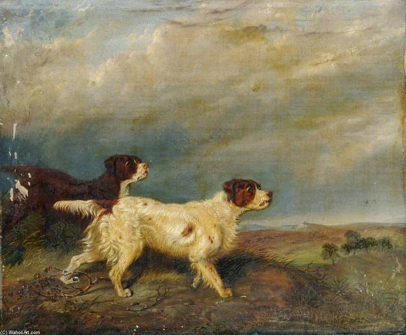 WikiOO.org - 百科事典 - 絵画、アートワーク George Armfield (Smith) - 二つ 狩猟 犬