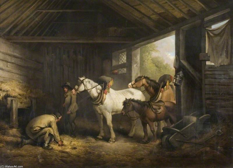WikiOO.org - Encyclopedia of Fine Arts - Malba, Artwork George Morland - Interior Of A Stable -