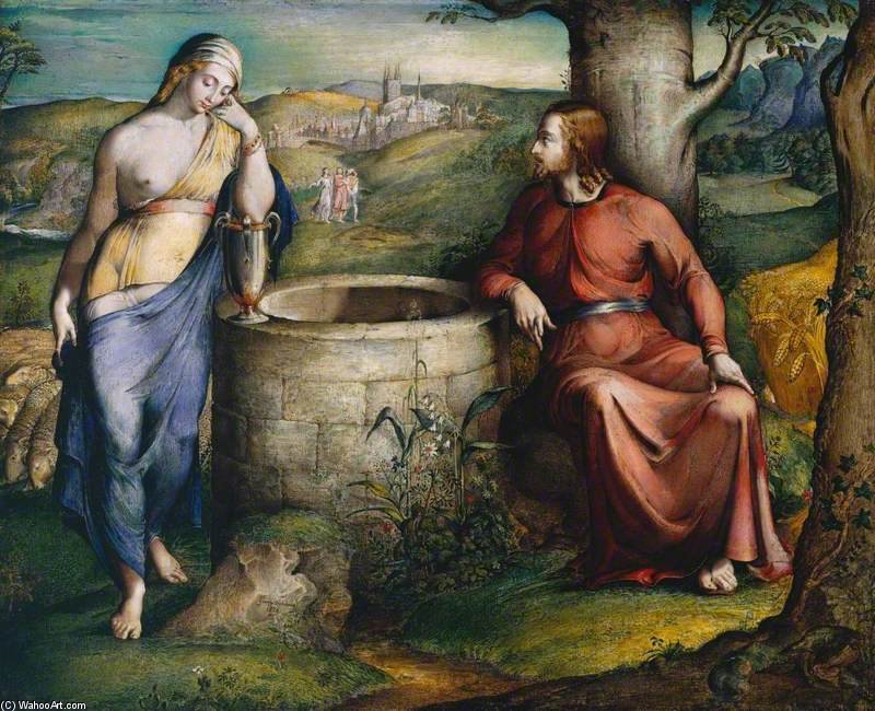Wikioo.org - The Encyclopedia of Fine Arts - Painting, Artwork by George Richmond - Christ And The Woman Of Samaria
