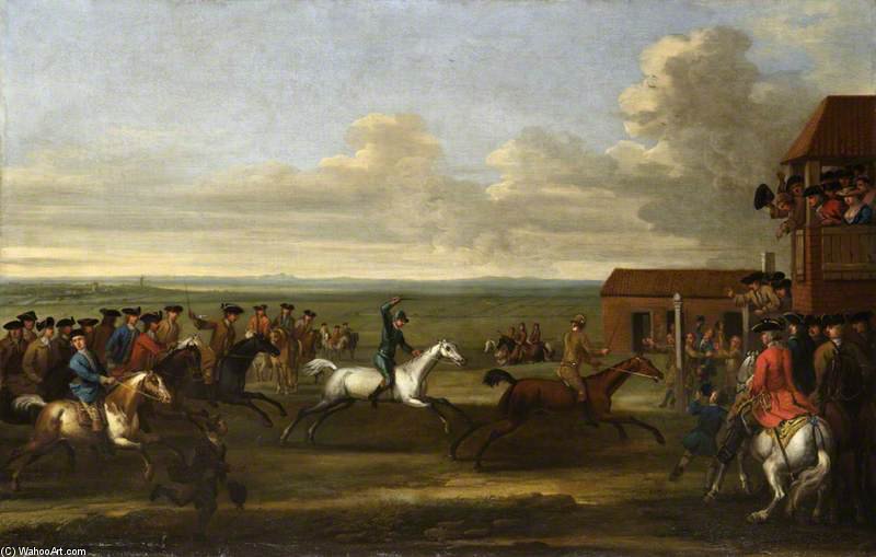 Wikioo.org – La Enciclopedia de las Bellas Artes - Pintura, Obras de arte de James Seymour - Carrera de caballos en Newmarke