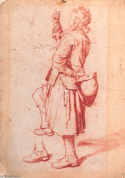 Wikioo.org – L'Enciclopedia delle Belle Arti - Pittura, Opere di Jan Josef Horemans The Elder - Un uomo con un ginocchio alzato
