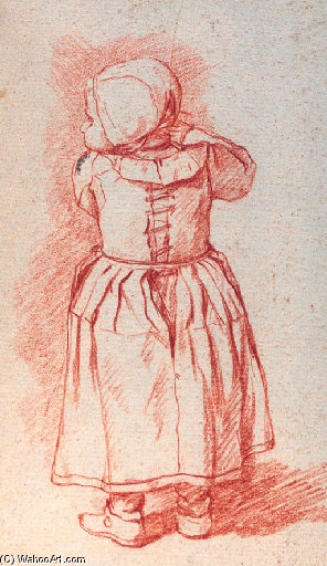 Wikioo.org - The Encyclopedia of Fine Arts - Painting, Artwork by Jan Josef Horemans The Elder - A Study Of A Small Girl Seen From Behind