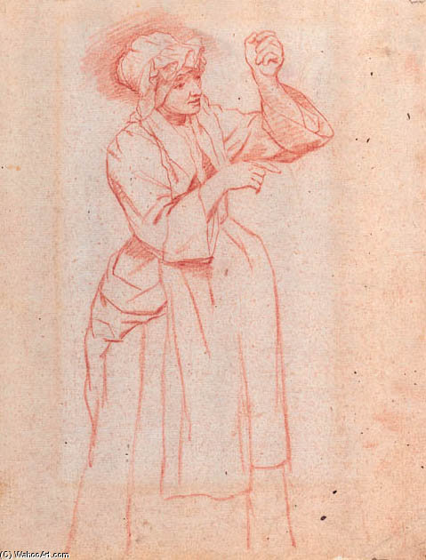 Wikioo.org - The Encyclopedia of Fine Arts - Painting, Artwork by Jan Josef Horemans The Elder - Study Of A Woman Wearing A Bonnet