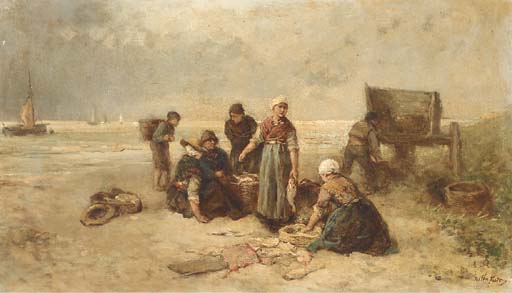 Wikioo.org - The Encyclopedia of Fine Arts - Painting, Artwork by Johan Mari Henri Ten Kate - Bringing In The Catch