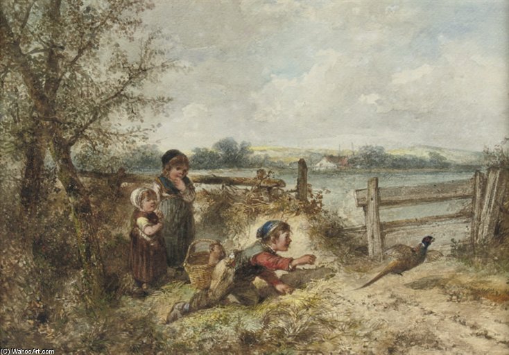 Wikioo.org - The Encyclopedia of Fine Arts - Painting, Artwork by Johan Mari Henri Ten Kate - Chasing A Pheasant