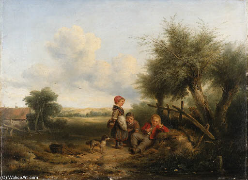 Wikioo.org - The Encyclopedia of Fine Arts - Painting, Artwork by Johan Mari Henri Ten Kate - Little Gossips
