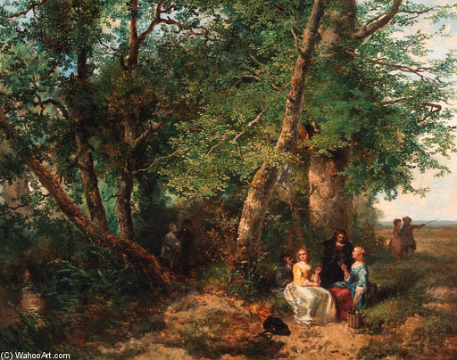 Wikioo.org - The Encyclopedia of Fine Arts - Painting, Artwork by Johan Mari Henri Ten Kate - Lunch On The Grass