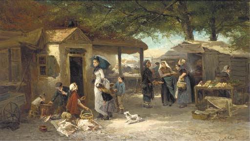 Wikioo.org - The Encyclopedia of Fine Arts - Painting, Artwork by Johan Mari Henri Ten Kate - Market Day