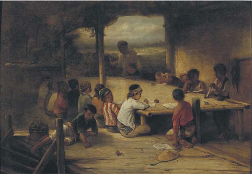 Wikioo.org - สารานุกรมวิจิตรศิลป์ - จิตรกรรม Johan Mari Henri Ten Kate - Native School At Sinagar