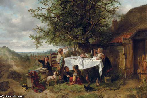 Wikioo.org - The Encyclopedia of Fine Arts - Painting, Artwork by Johan Mari Henri Ten Kate - The Dinner Party