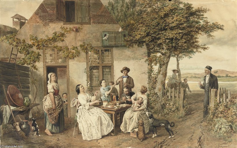 Wikioo.org - The Encyclopedia of Fine Arts - Painting, Artwork by Johan Mari Henri Ten Kate - The Family Lunch
