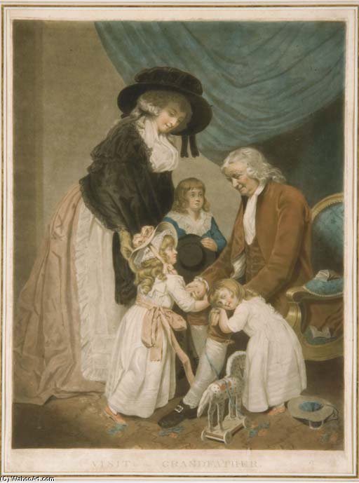 Wikioo.org - The Encyclopedia of Fine Arts - Painting, Artwork by John Raphael Smith - A Visit To The Grandfather Par William Ward