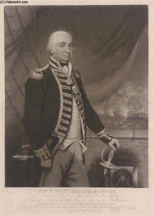 WikiOO.org - Encyclopedia of Fine Arts - Lukisan, Artwork John Raphael Smith - The Rt. Honble Lord Collingwood, Vice Admiral Of The Red, Major General Of Marines