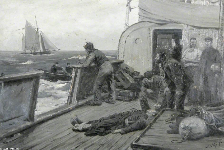 WikiOO.org - دایره المعارف هنرهای زیبا - نقاشی، آثار هنری Joseph Nash The Younger - Casualty At Sea