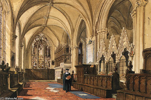 Wikioo.org - The Encyclopedia of Fine Arts - Painting, Artwork by Joseph Nash The Younger - Interior Of A Church