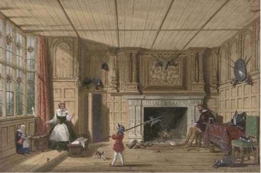 Wikioo.org – L'Encyclopédie des Beaux Arts - Peinture, Oeuvre de Joseph Nash The Younger - Earl Of Leicester dans la salle trophée à Kenilworth