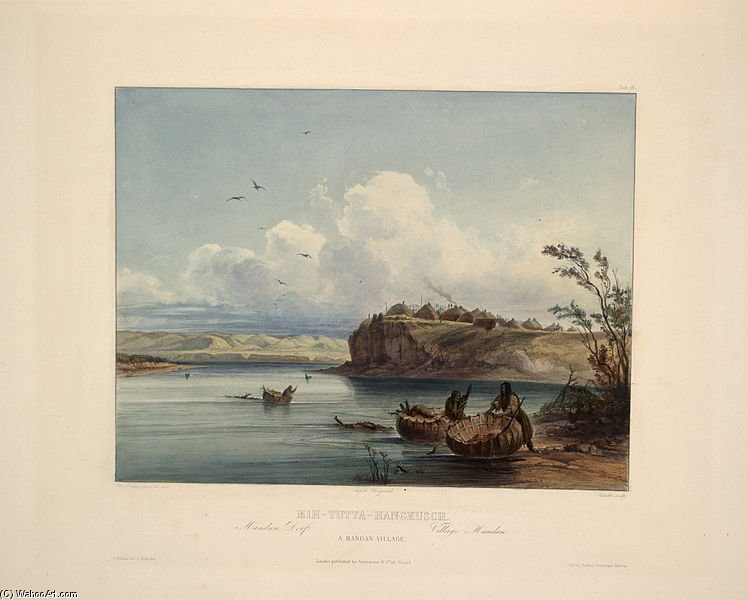Wikioo.org - The Encyclopedia of Fine Arts - Painting, Artwork by Karl Bodmer - A Mandan Village