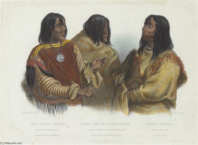 WikiOO.org - Encyclopedia of Fine Arts - Festés, Grafika Karl Bodmer - Chief Of The Blood-indians