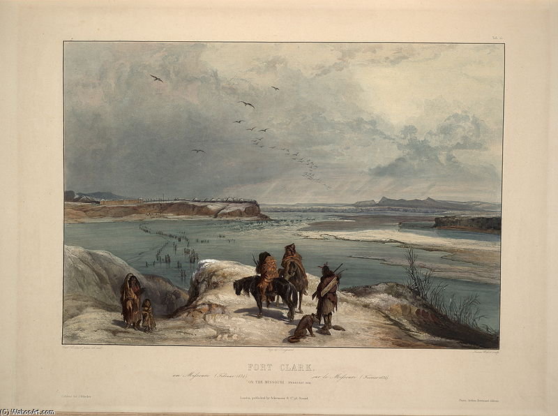 Wikioo.org - The Encyclopedia of Fine Arts - Painting, Artwork by Karl Bodmer - Fort Clack On The Missouri
