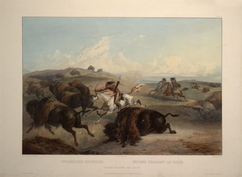 WikiOO.org - Encyclopedia of Fine Arts - Festés, Grafika Karl Bodmer - Indians Hunting The Bison