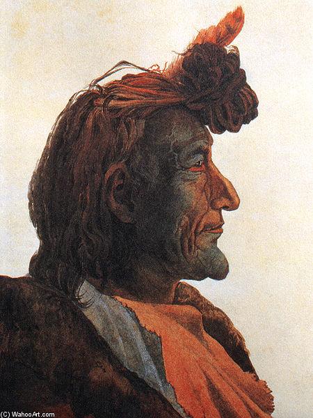 WikiOO.org - 백과 사전 - 회화, 삽화 Karl Bodmer - Piegan Blackfeet Man Pioch