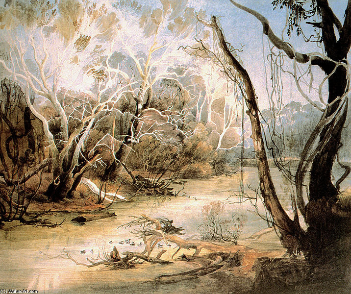 Wikioo.org – L'Enciclopedia delle Belle Arti - Pittura, Opere di Karl Bodmer - il volpe fiume vicino nuovi armonia