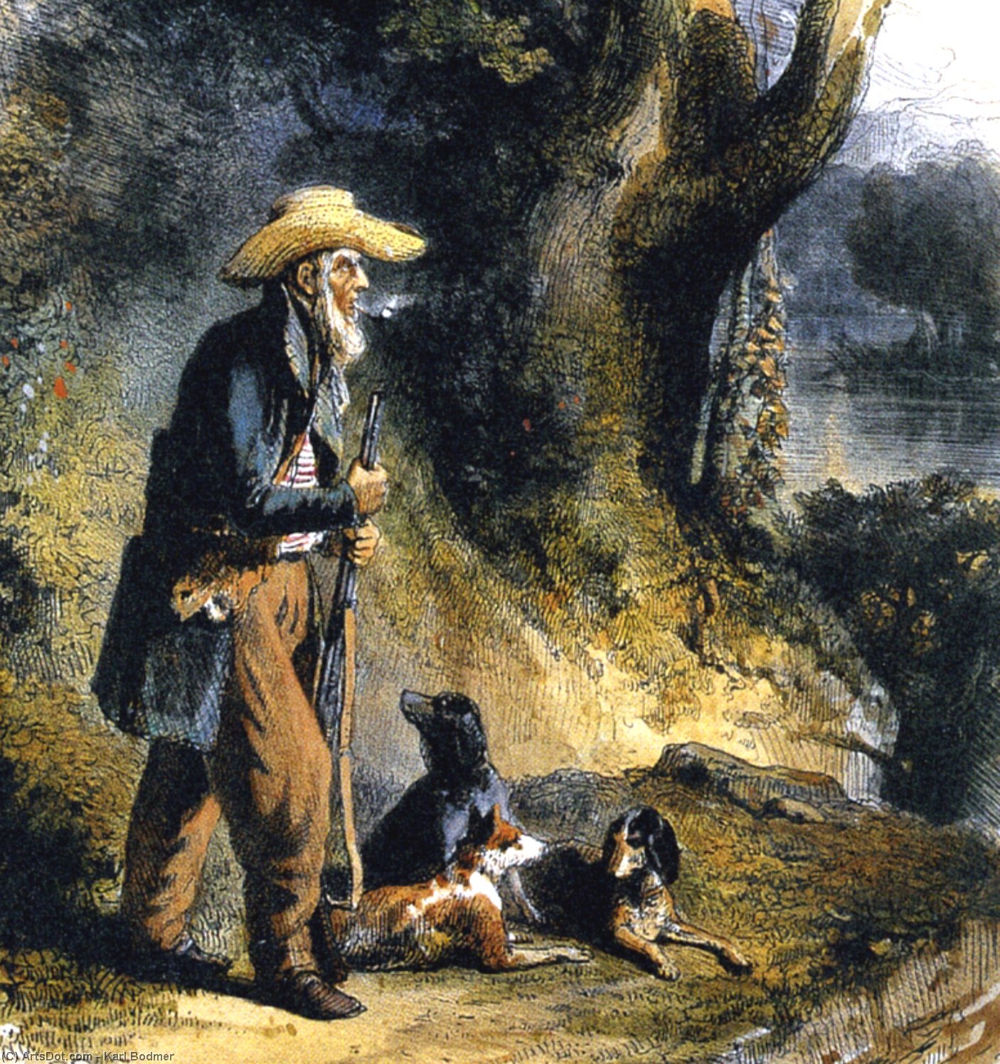 Wikioo.org - The Encyclopedia of Fine Arts - Painting, Artwork by Karl Bodmer - The Great Traveller Charles Alexandre Lesueur In The Forest