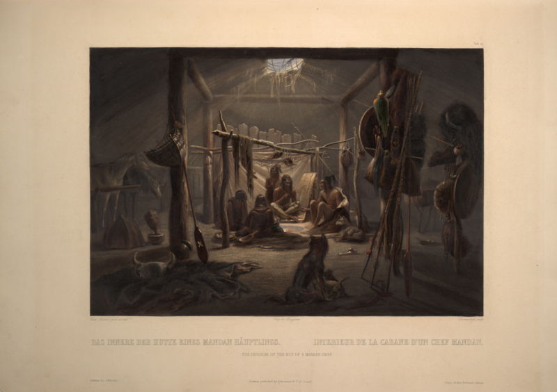 WikiOO.org - Güzel Sanatlar Ansiklopedisi - Resim, Resimler Karl Bodmer - The Interior Of The Hut Of A Mandan Chief