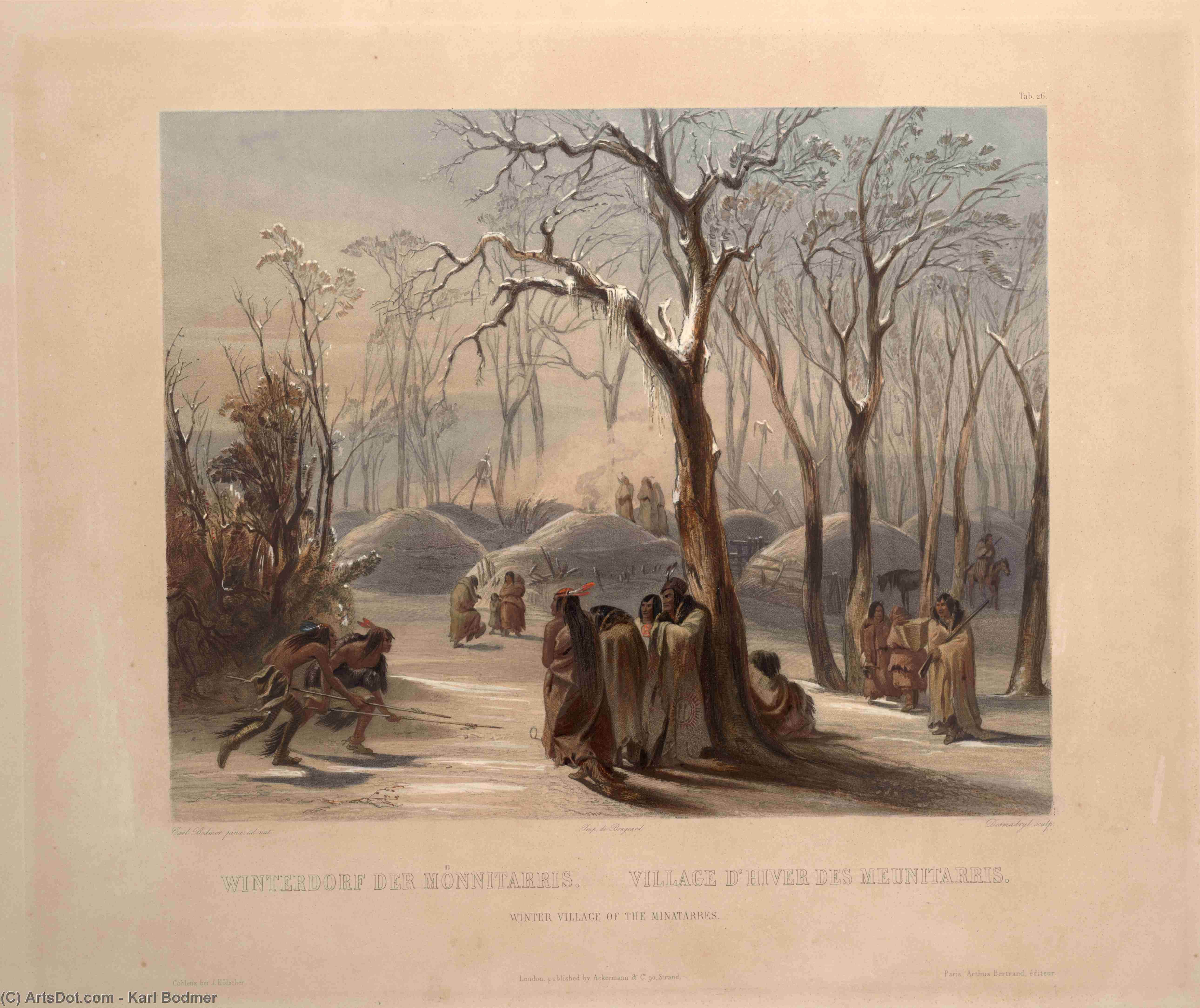 Wikioo.org - The Encyclopedia of Fine Arts - Painting, Artwork by Karl Bodmer - Winter Village Of The Minatarres