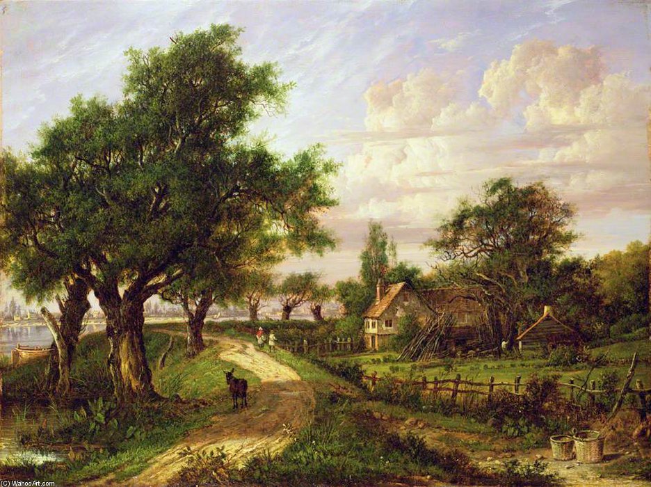 Wikioo.org - The Encyclopedia of Fine Arts - Painting, Artwork by Patrick Nasmyth - A Farmstead By A River
