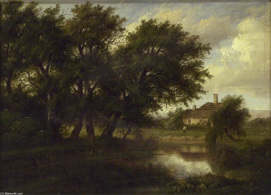 Wikioo.org - The Encyclopedia of Fine Arts - Painting, Artwork by Patrick Nasmyth - Old Cottages On The Brent, Looking Towards Harrow