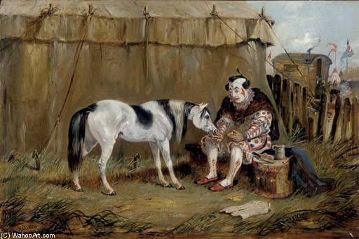 Wikioo.org - Die Enzyklopädie bildender Kunst - Malerei, Kunstwerk von Samuel Henry Gordon Alken - Zirkus pony und Clown
