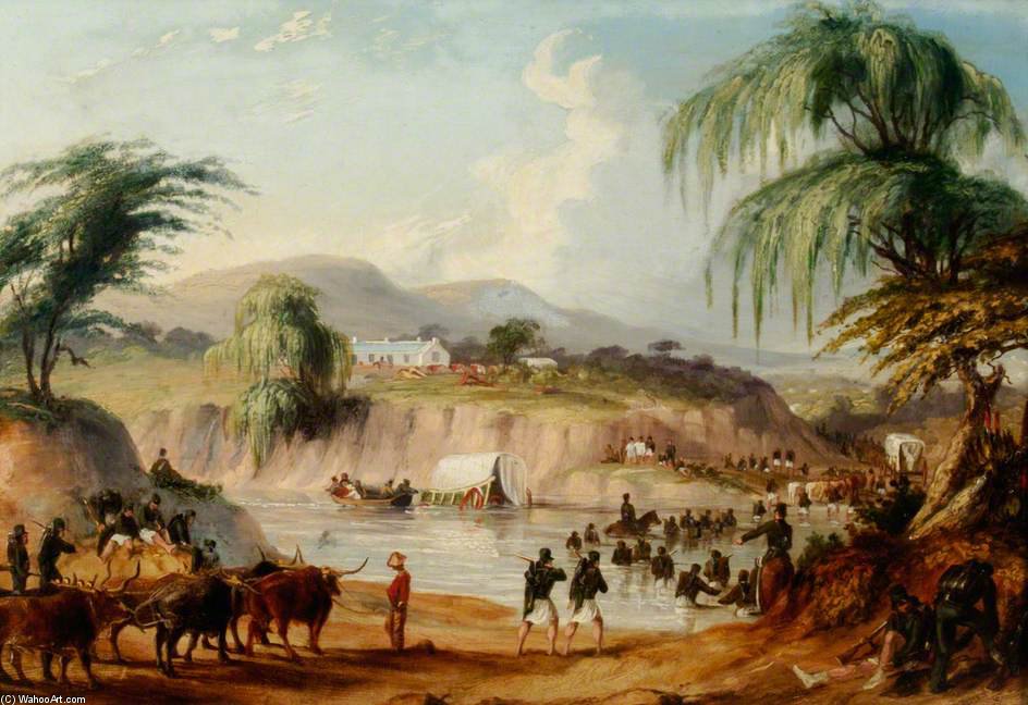 Wikioo.org - The Encyclopedia of Fine Arts - Painting, Artwork by Thomas Baines - River Crossing