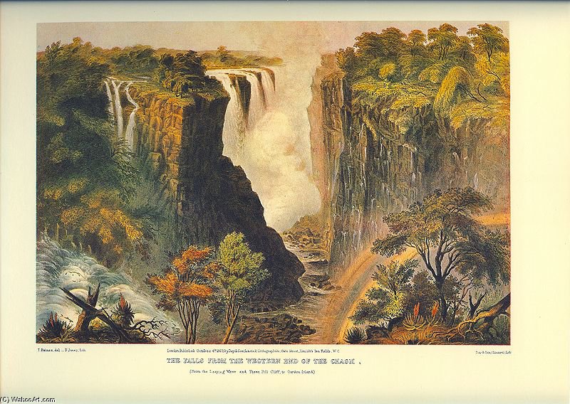 Wikioo.org - The Encyclopedia of Fine Arts - Painting, Artwork by Thomas Baines - The Falls From The Western End Of The Chasm