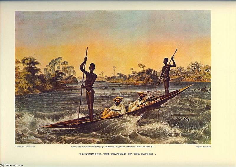 Wikioo.org - The Encyclopedia of Fine Arts - Painting, Artwork by Thomas Baines - Zanjueelah, The Boatman Of The Rapids