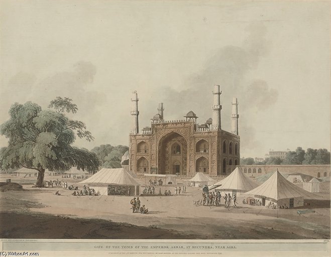 Wikioo.org - The Encyclopedia of Fine Arts - Painting, Artwork by Thomas Daniell - Gate Of The Tomb Of The Emperor Akbar