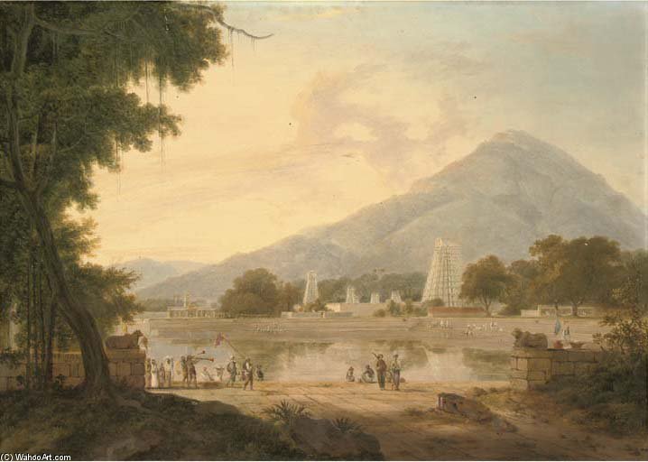 Wikioo.org - The Encyclopedia of Fine Arts - Painting, Artwork by Thomas Daniell - The Temple At Tirukalikundran