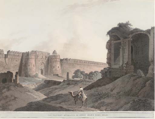 WikiOO.org - Encyclopedia of Fine Arts - Maleri, Artwork Thomas Daniell - The Western Entrance Of Shere Shah's Fort, Delhi