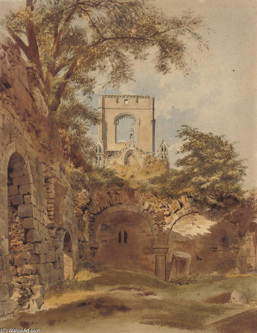 Wikioo.org - The Encyclopedia of Fine Arts - Painting, Artwork by Thomas Hartley Cromek - A Ruined Abbey