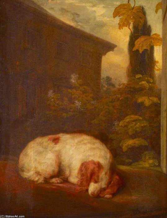 WikiOO.org - Encyclopedia of Fine Arts - Maleri, Artwork Thomas Phillips - A Sleeping Spaniel Called 'belle'