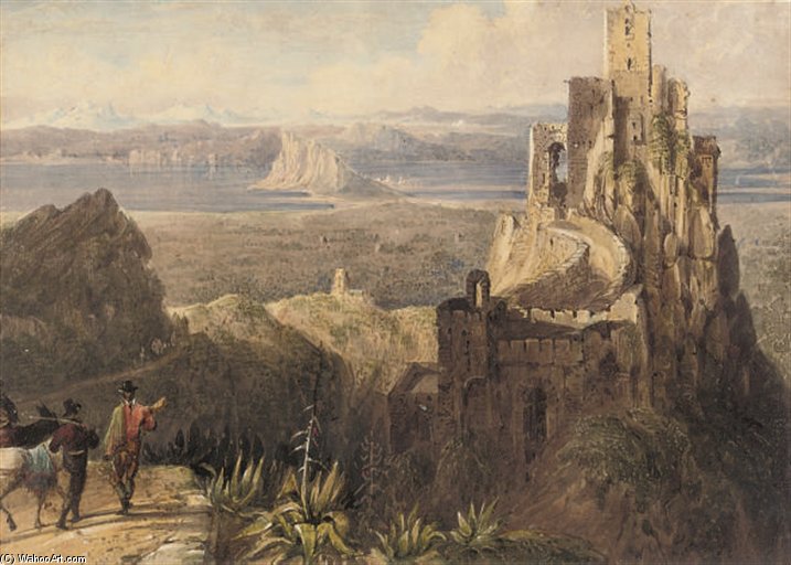 Wikioo.org - The Encyclopedia of Fine Arts - Painting, Artwork by William Henry Bartlett - Gaucin, With A Distant View Of Gibraltar