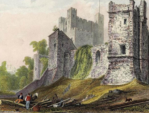 WikiOO.org - Encyclopedia of Fine Arts - Malba, Artwork William Henry Bartlett - Rochester Castle Engraved