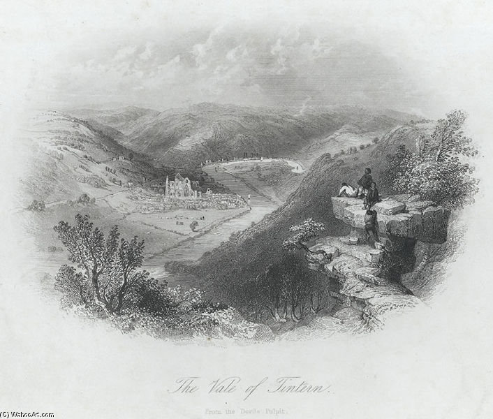 Wikioo.org - The Encyclopedia of Fine Arts - Painting, Artwork by William Henry Bartlett - The Vale Of Tintern, From The Devil's Pulpit