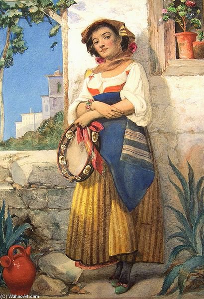 WikiOO.org - Enciclopedia of Fine Arts - Pictura, lucrări de artă William Knight Keeling - Tamburine Girl