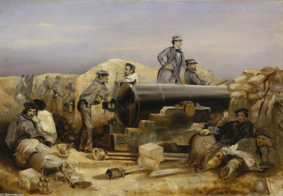 Wikioo.org - The Encyclopedia of Fine Arts - Painting, Artwork by William Simpson - The 'diamond' Battery At The Siege Of Sebastopol