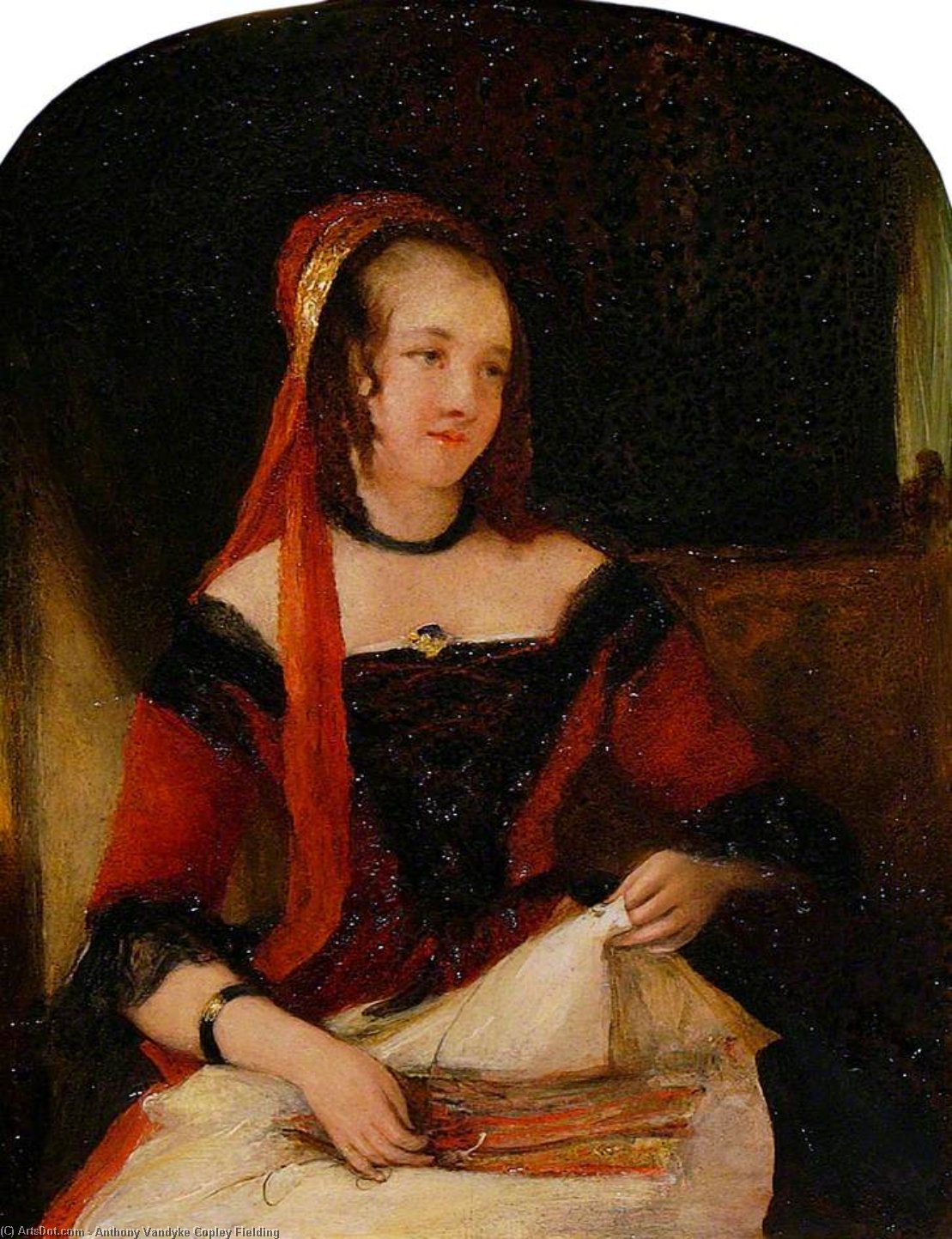 Wikioo.org - The Encyclopedia of Fine Arts - Painting, Artwork by Anthony Vandyke Copley Fielding - Mrs Susannah Milner-gibson, Nee Cullum