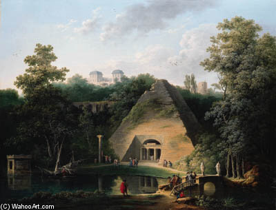 Wikioo.org – L'Encyclopédie des Beaux Arts - Peinture, Oeuvre de Claude Louis Chatelet - La Pyramide au Château de Maupertuis