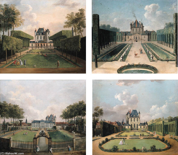 Wikioo.org – L'Encyclopédie des Beaux Arts - Peinture, Oeuvre de Jean Francois Hue - vues de le château de mousseaux et son Jardins