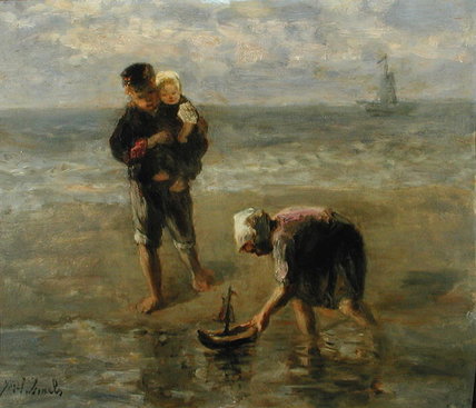 WikiOO.org - Enciklopedija likovnih umjetnosti - Slikarstvo, umjetnička djela Jozef Israels - Launching The Boat