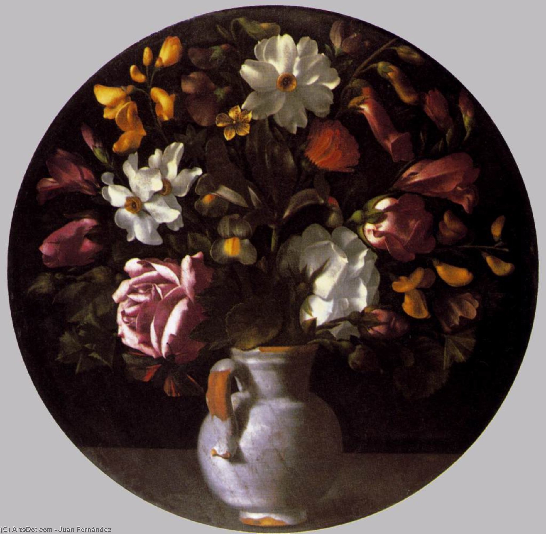 Wikioo.org - The Encyclopedia of Fine Arts - Painting, Artwork by Juan Fernández - Vase Of Flowers